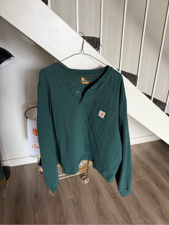 Carhartt Other - Carhartt Pocket Henley Long Sleeve Shirt Green XL Cropped Fit